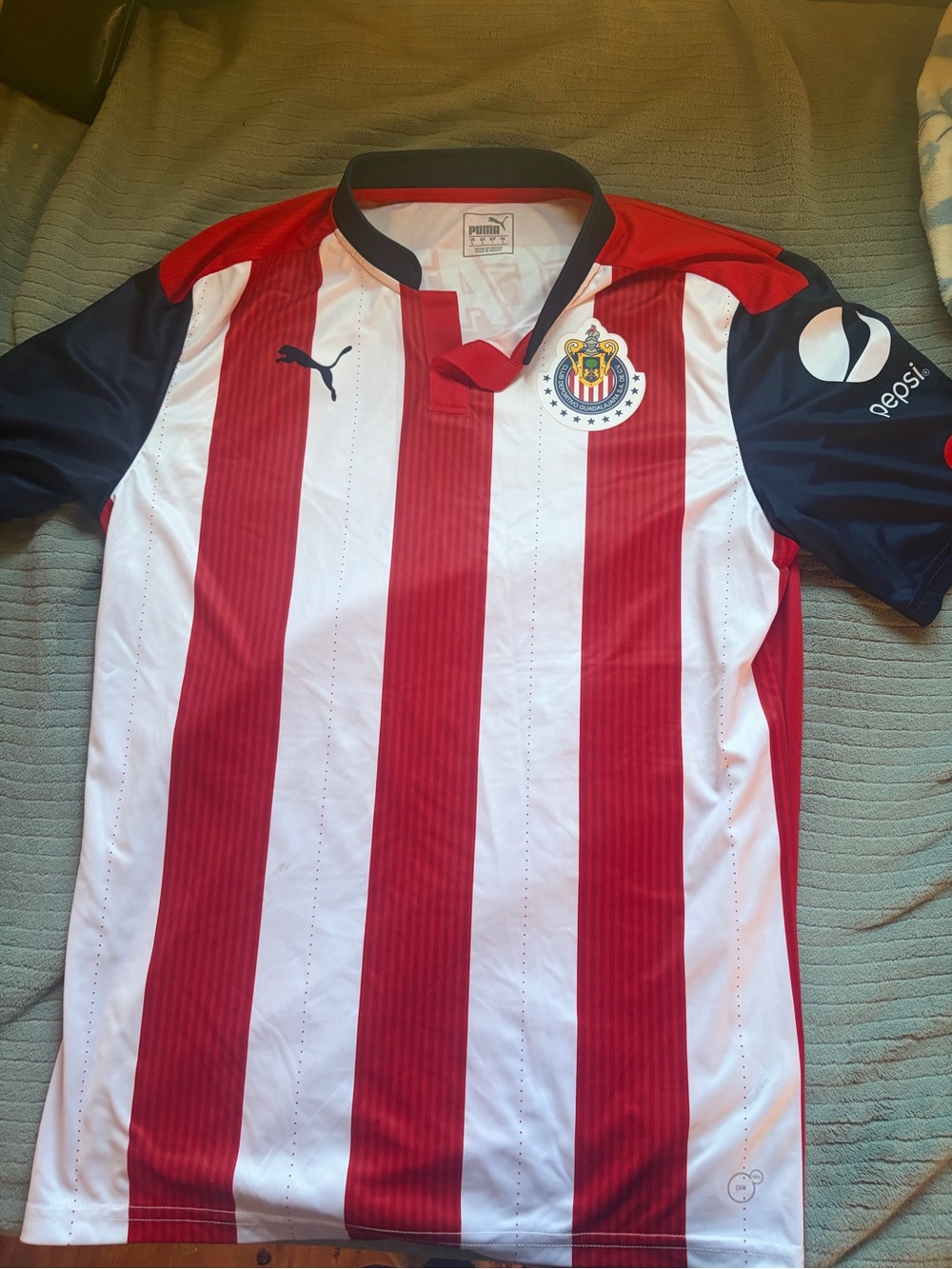 Puma Red, White & Navy Chivas Home Soccer Jersey